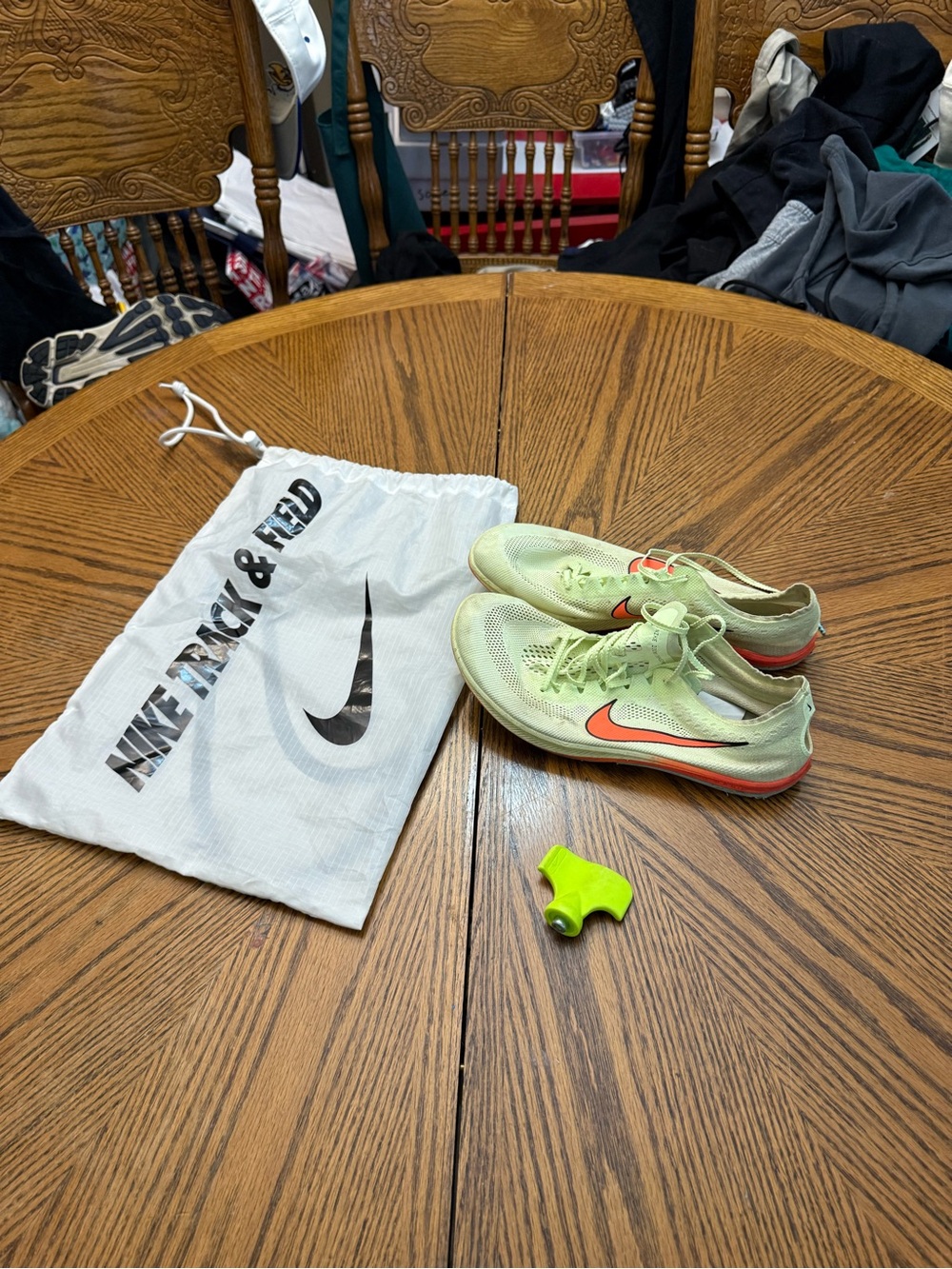 Nike Racing Shoes - Light Green with Orange Swoosh